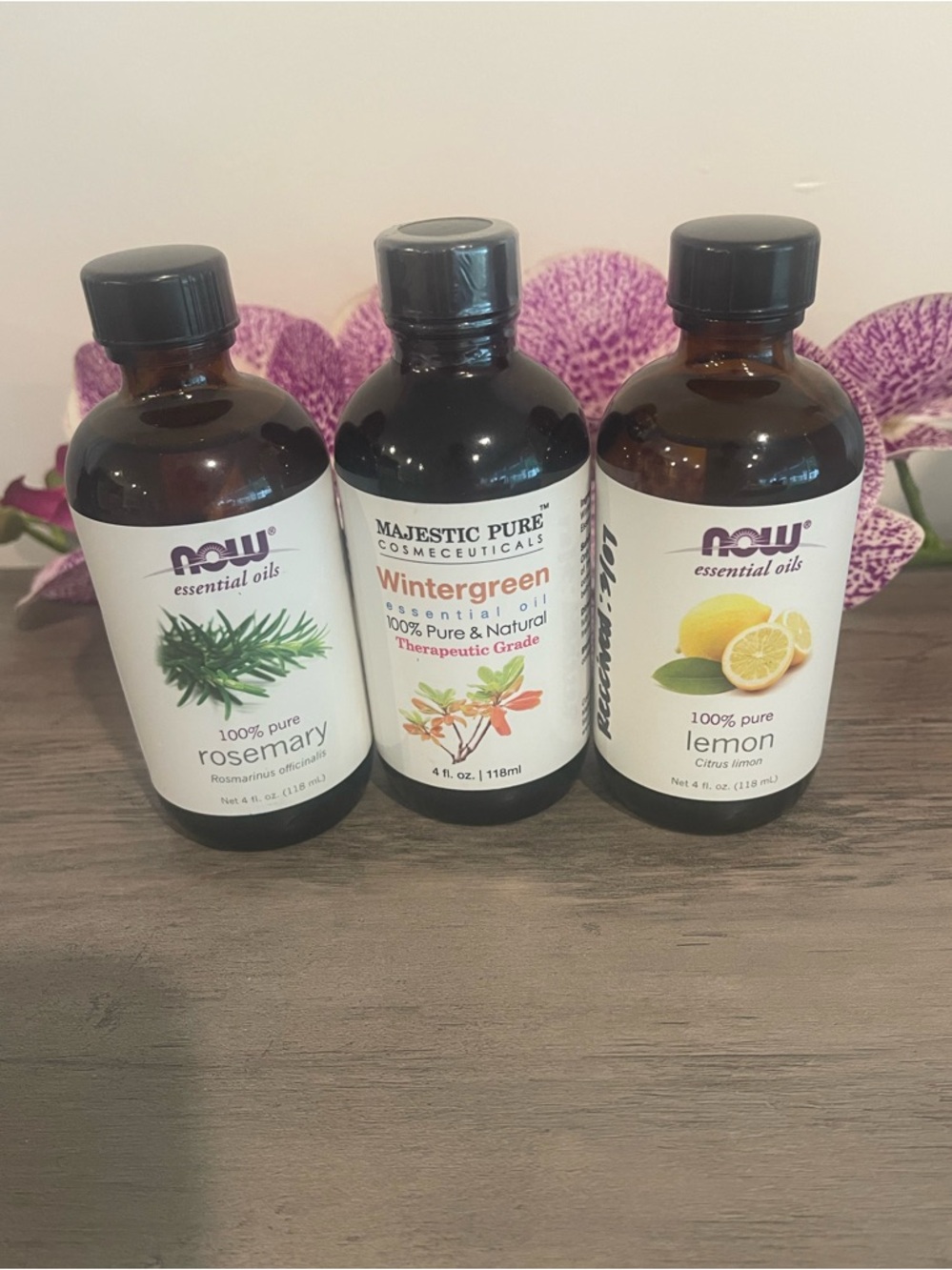 NOW Rosemary & Lemon + Majestic Pure Wintergreen Essential Oil Trio